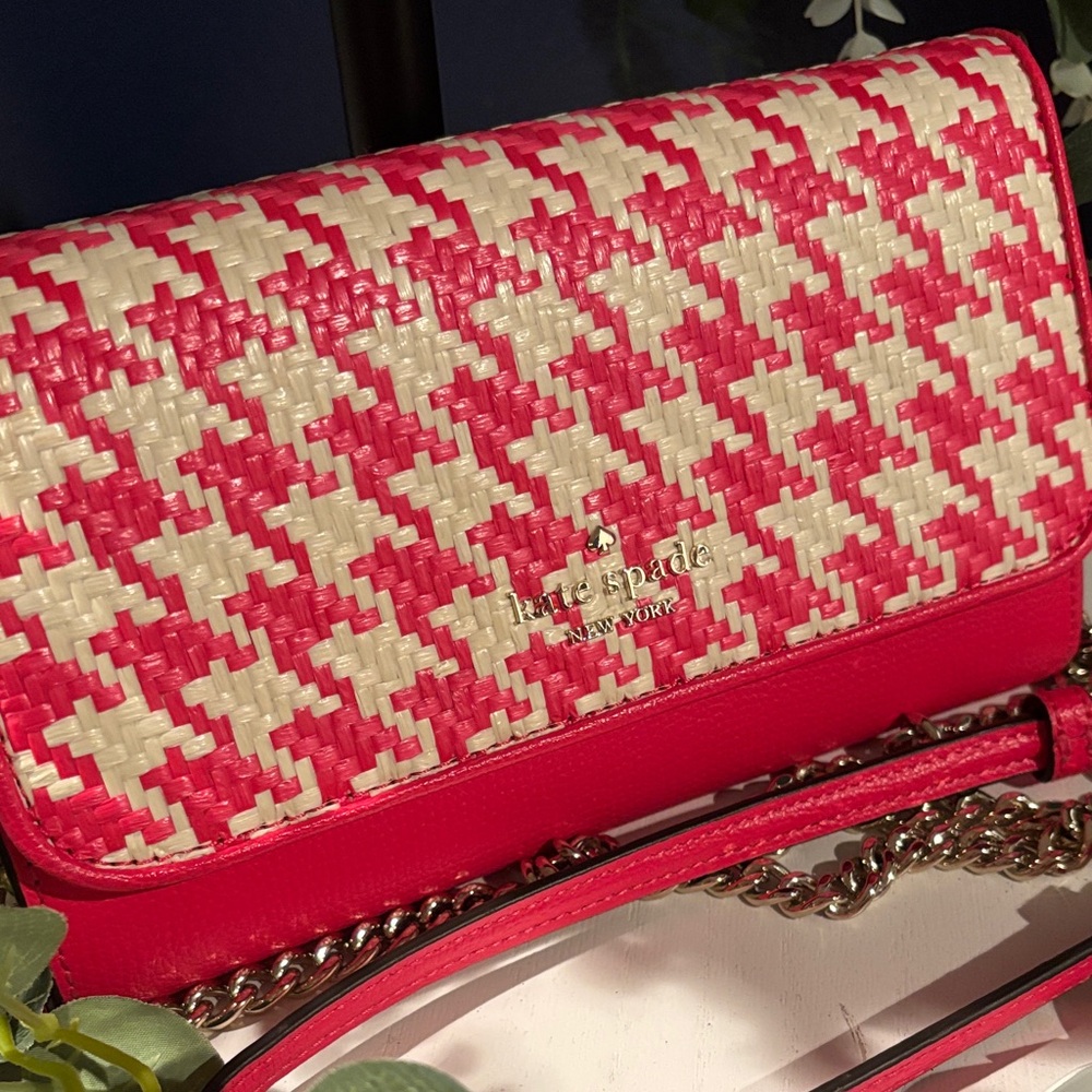 Kate Spade Pink and White Houndstooth Clutch - Picture 2 of 5
